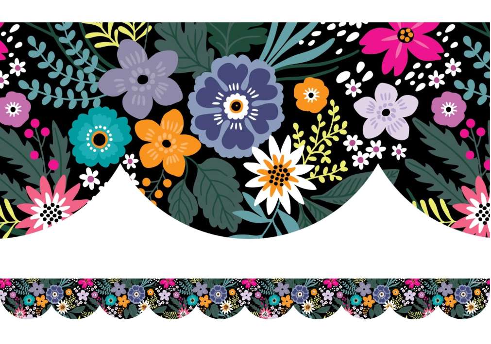 Midnight Meadow - New Chapter Floral Scalloped Border by Schoolgirl Style