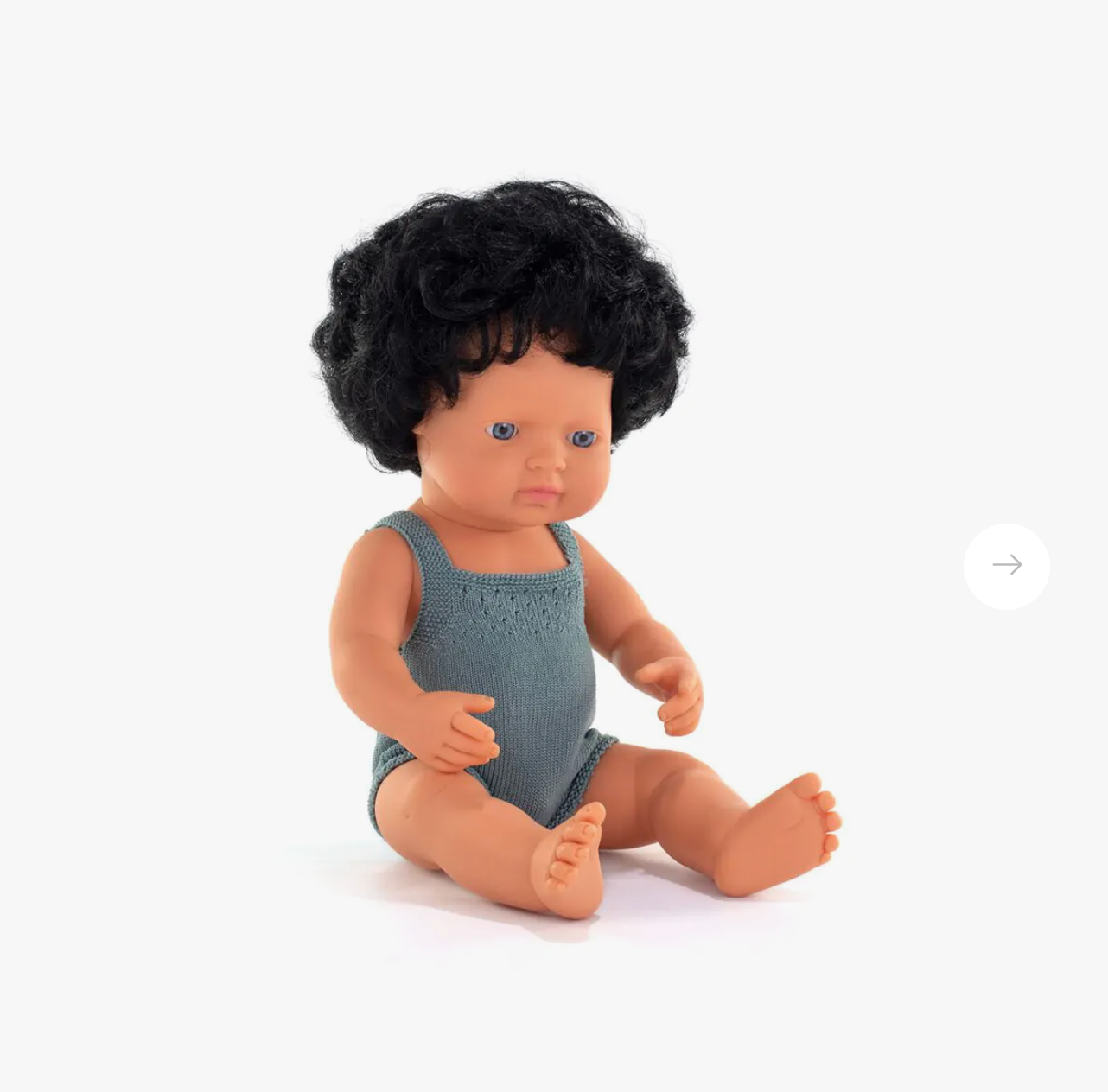 Miniland Diversity Doll - Caucasian Boy with Curly Black Hair