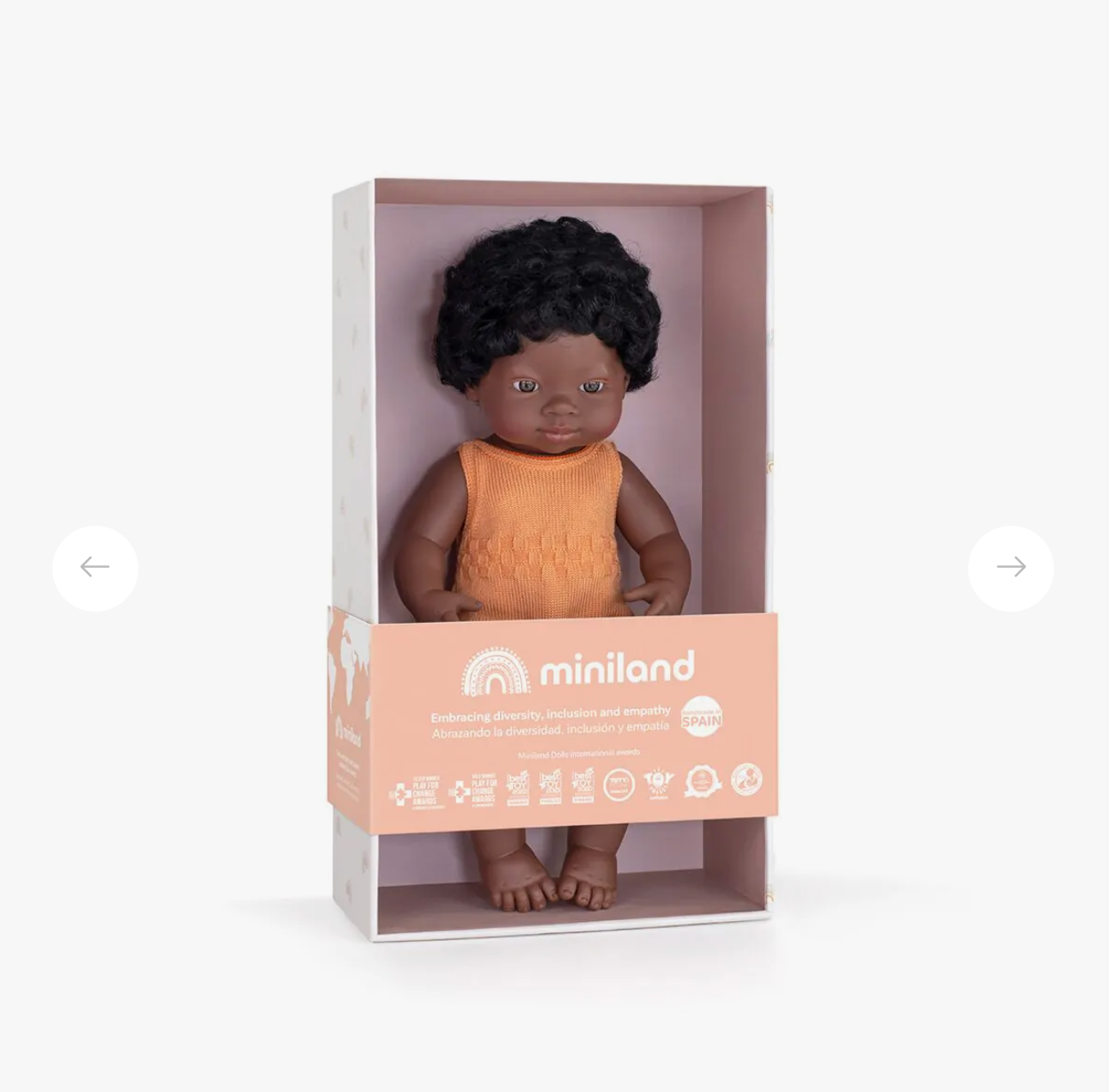 Miniland Diversity Doll - African Girl with Curly Black Hair