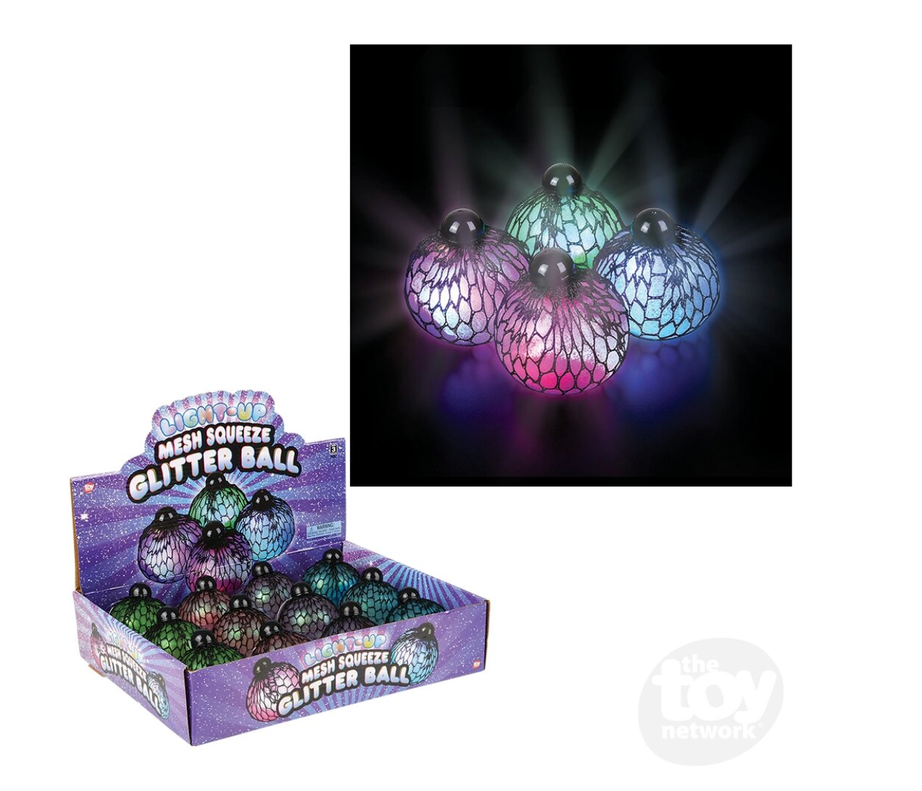Light-Up Mesh Squeeze Glitter Ball