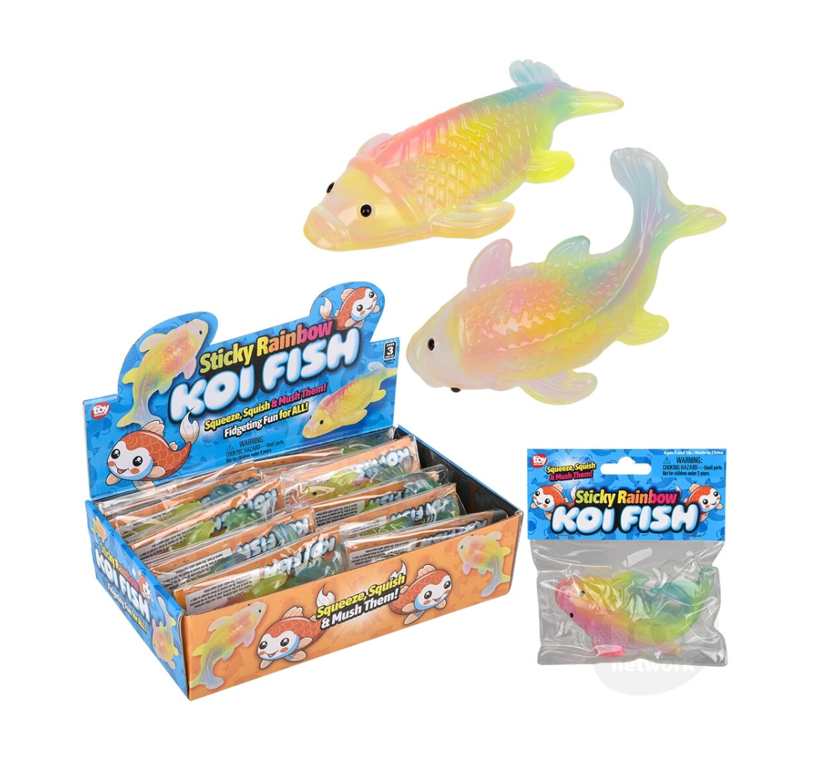 4.5" Sticky Rainbow Koi Fish
