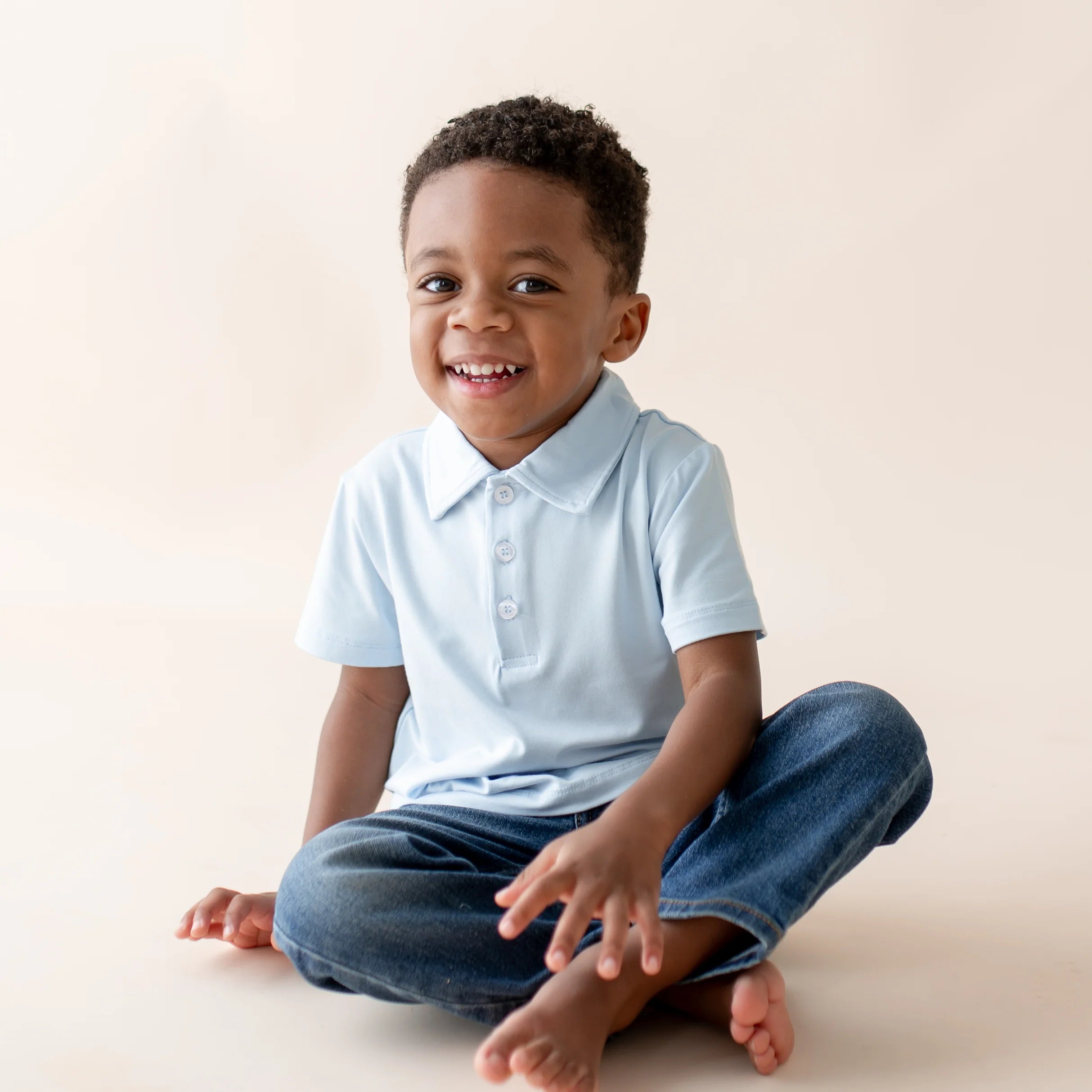 Kyte Baby Toddler Short Sleeve Polo in Breeze