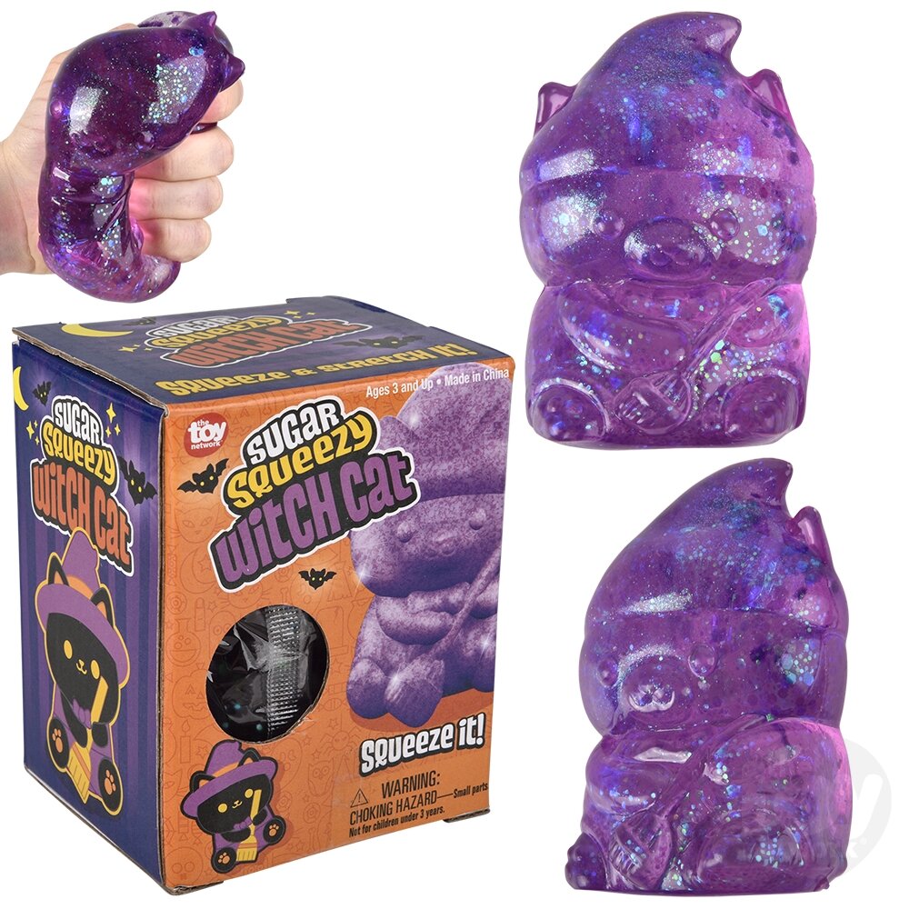 Jumbo Sugar Squeezy Halloween Witch Cat 4"
