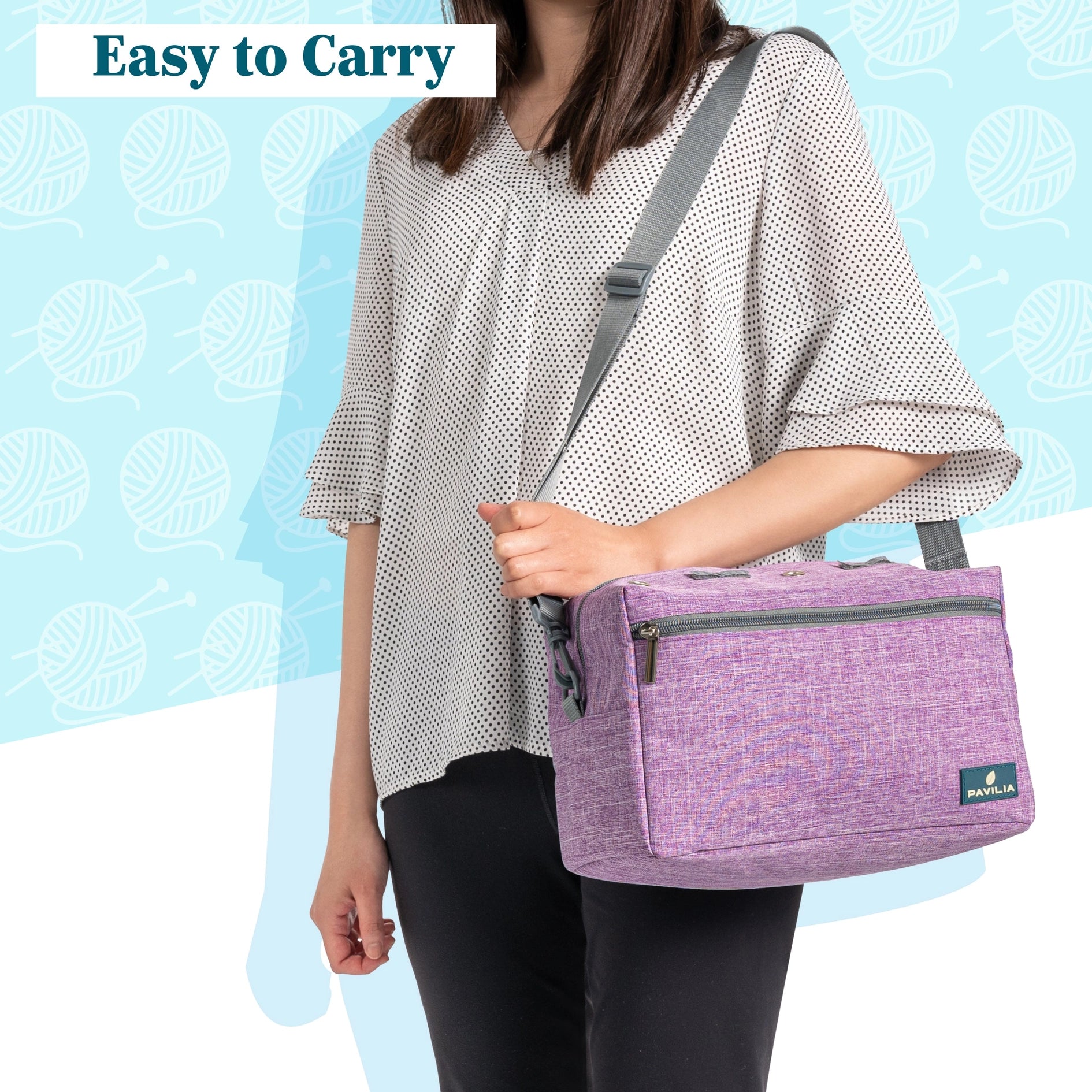 Compact Yarn Organizer Knitting Bag - Heather Purple