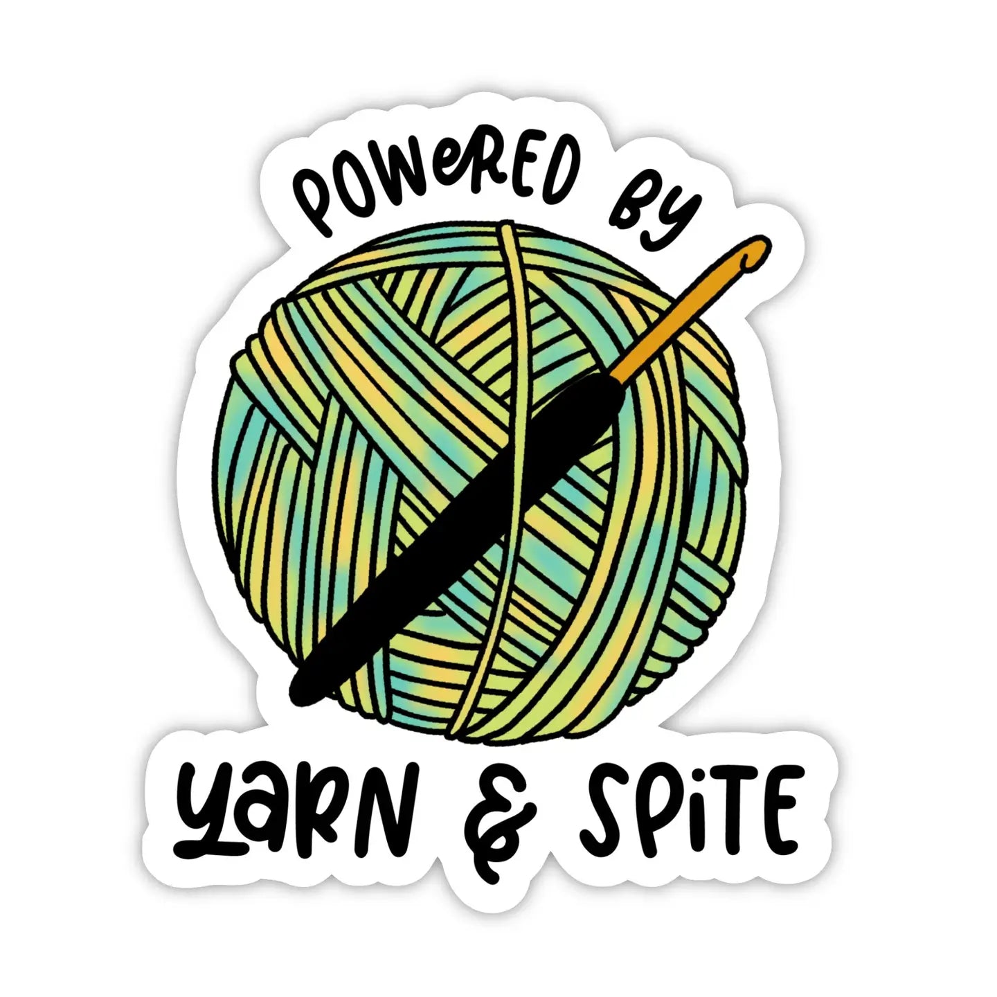 Powered By Yarn & Spite Crochet Sticker