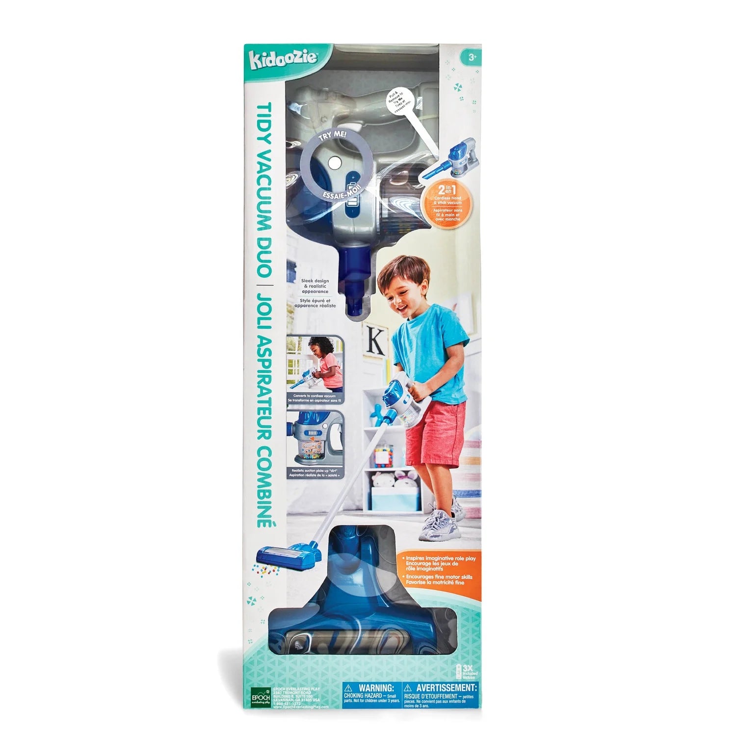 Kidoozie Tidy Vaccuum Duo, 2-in-1 Stick and Handheld toy Vacuum Cleaner