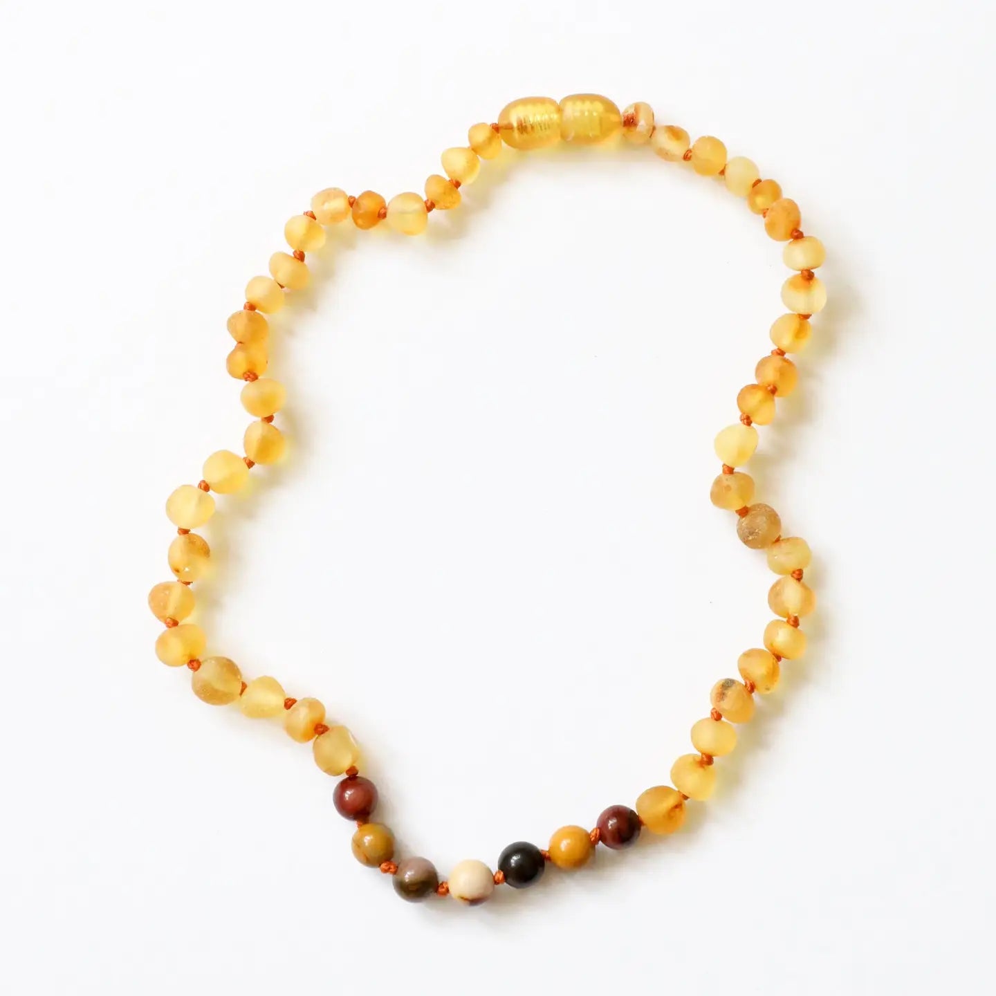 Raw Honey Baltic Amber + Mookaite Jasper Baby Necklace