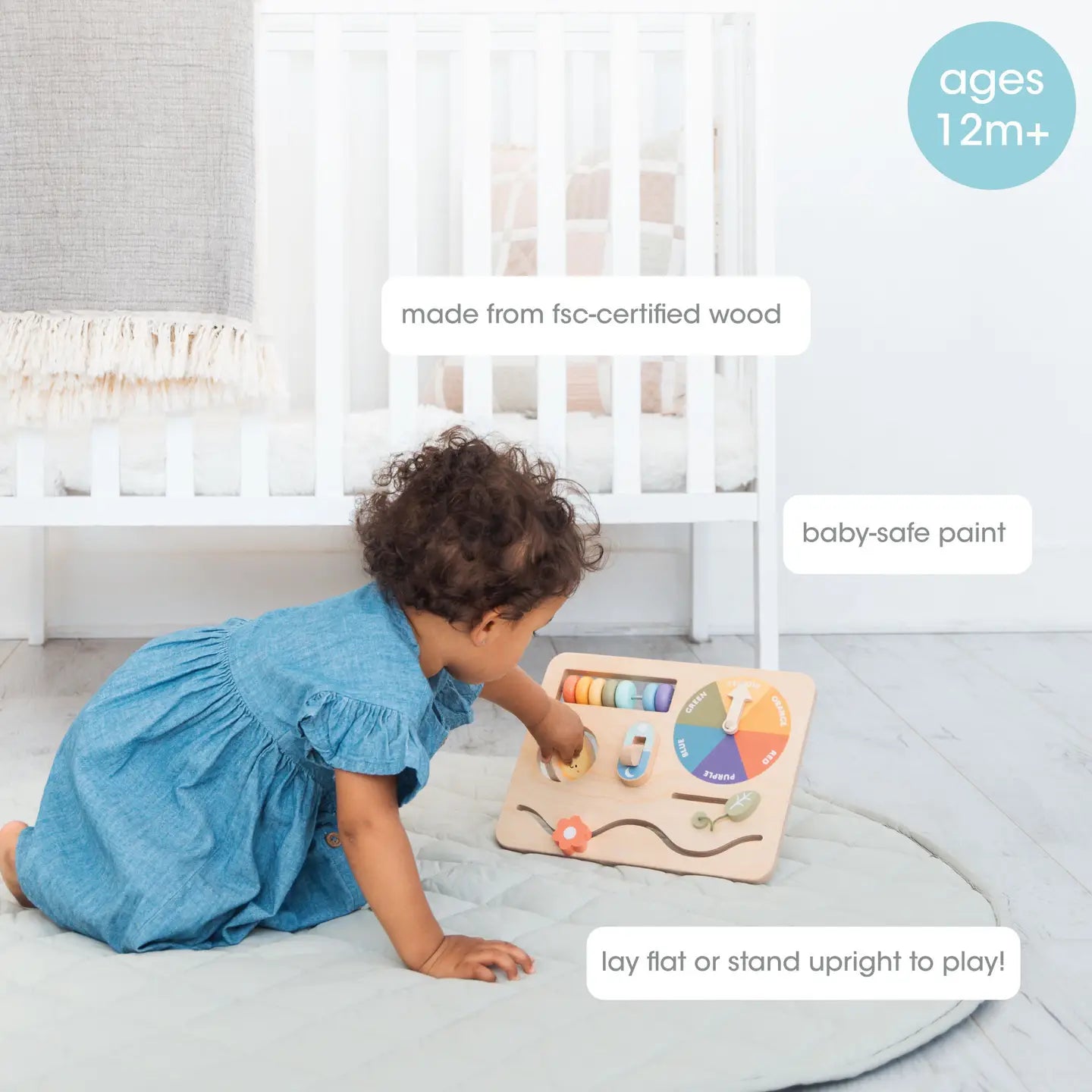 Wooden Busy Board, Montessori Interactive Activity Board