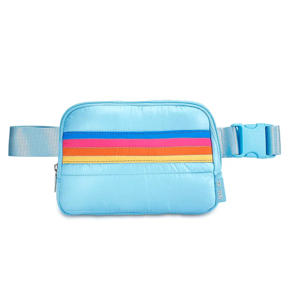 Retro Stripe Puffer Adjustable Belt Bag