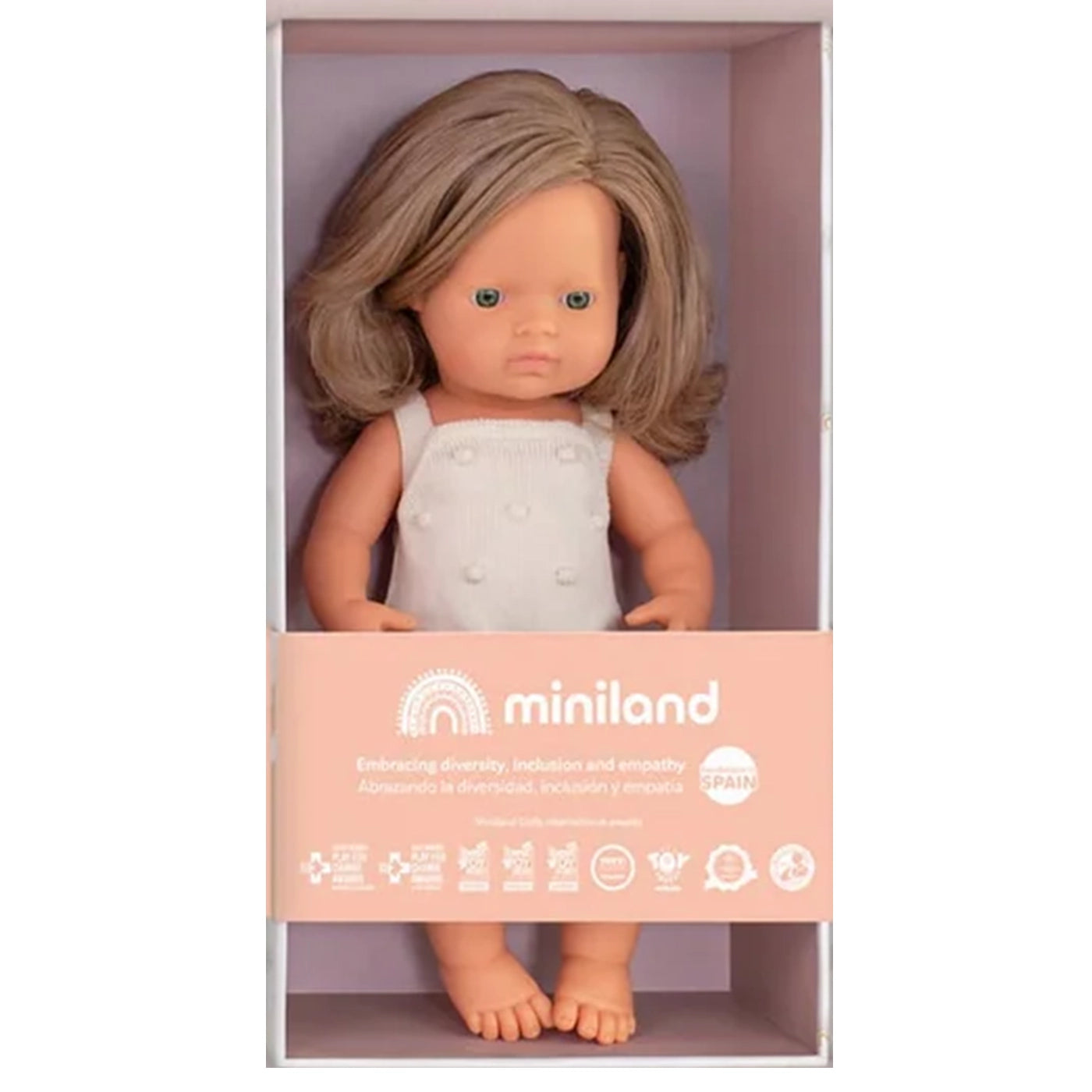 Miniland Diversity Doll - Caucasian Girl with Light Brown Hair