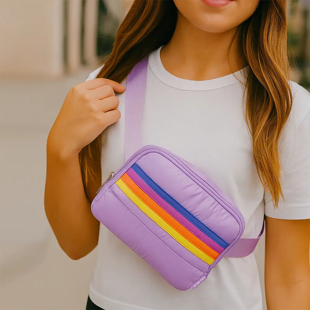 Retro Stripe Puffer Adjustable Belt Bag