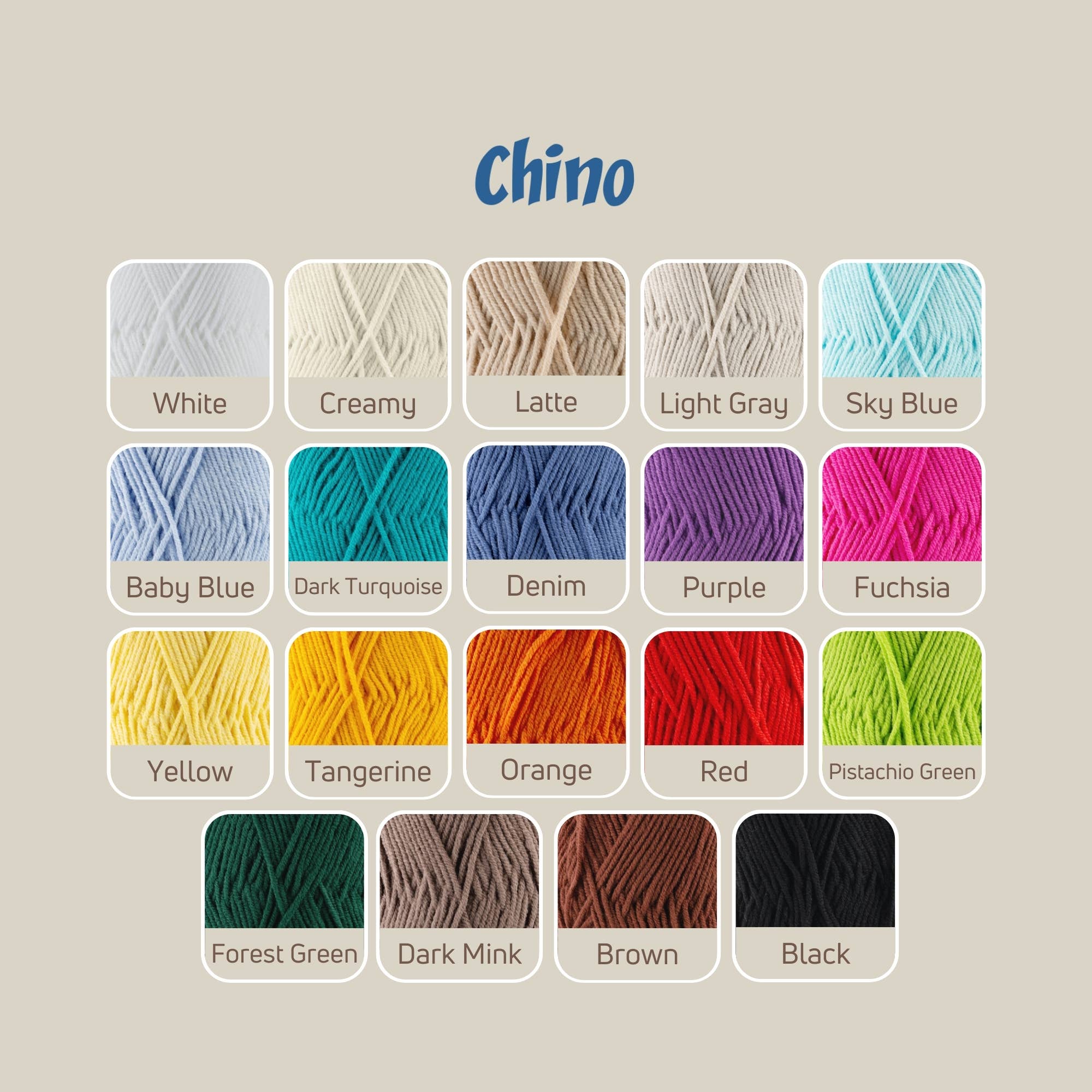 Sensy Chino Soft Cotton Yarn, 3.5 oz, 360 Yards, Gauge 2 Fine