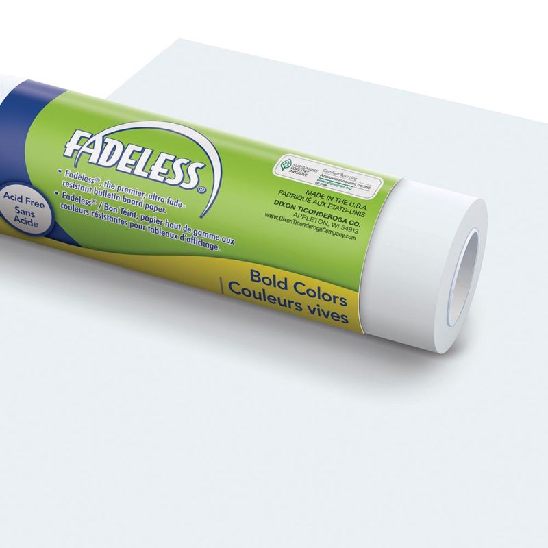 White Fadeless Bulletin Board Paper Roll, 4'x12'