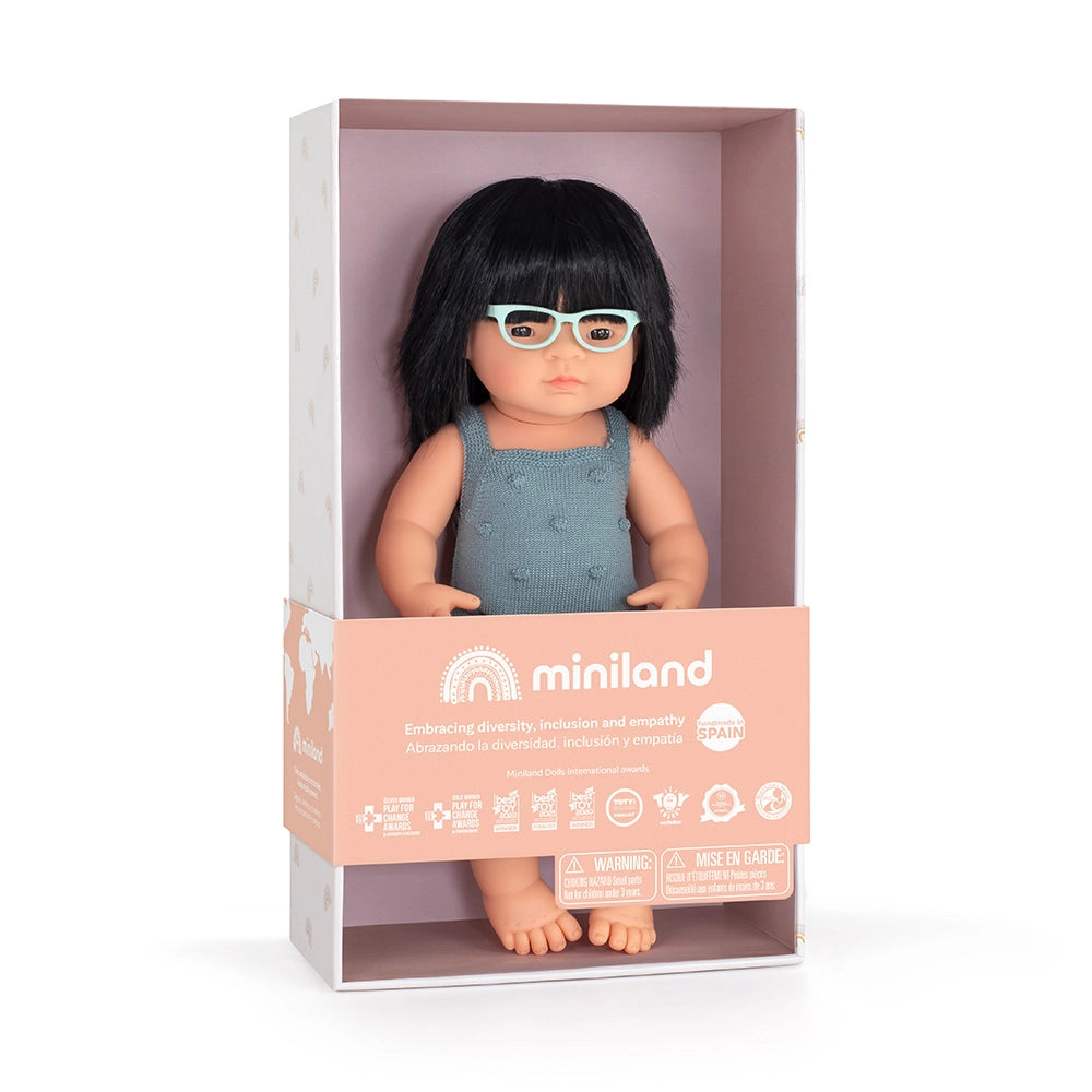 Miniland Diversity Doll - Asian Girl with Glasses