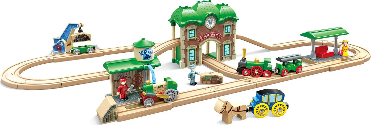 Hape Wooden Retro Train Station Set