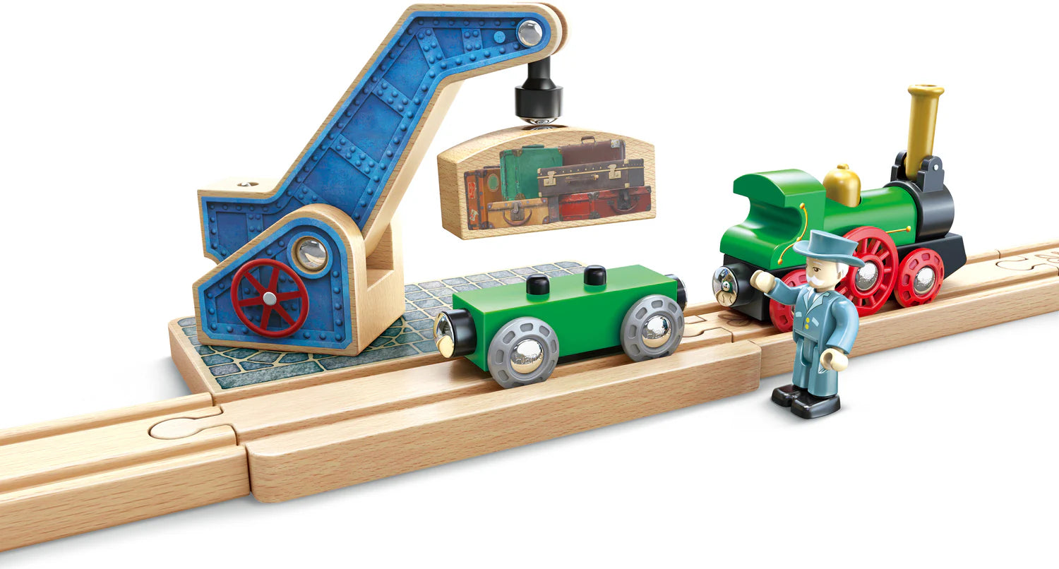 Hape Wooden Retro Train Station Set