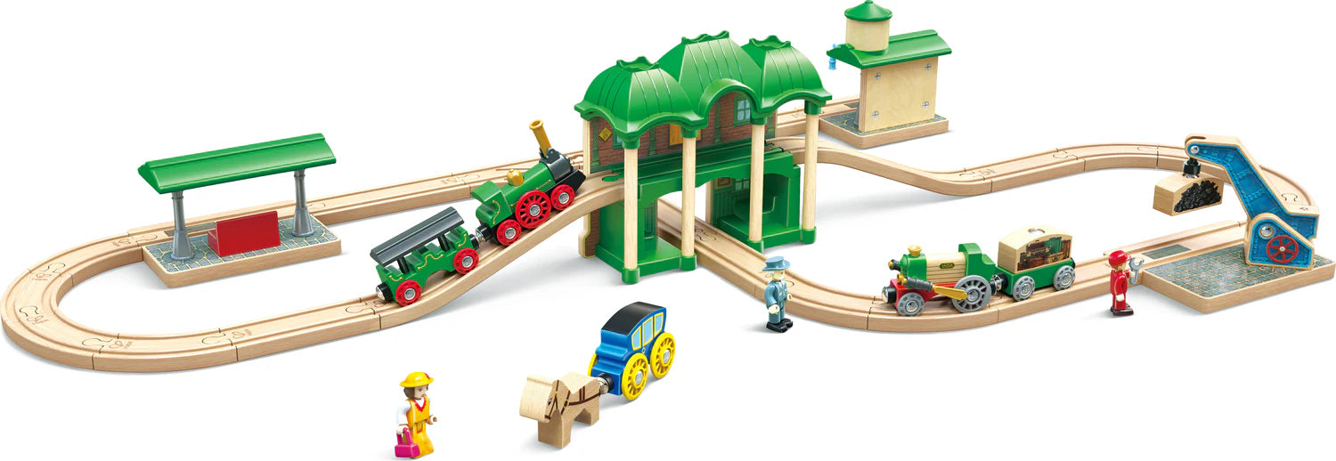 Hape Wooden Retro Train Station Set