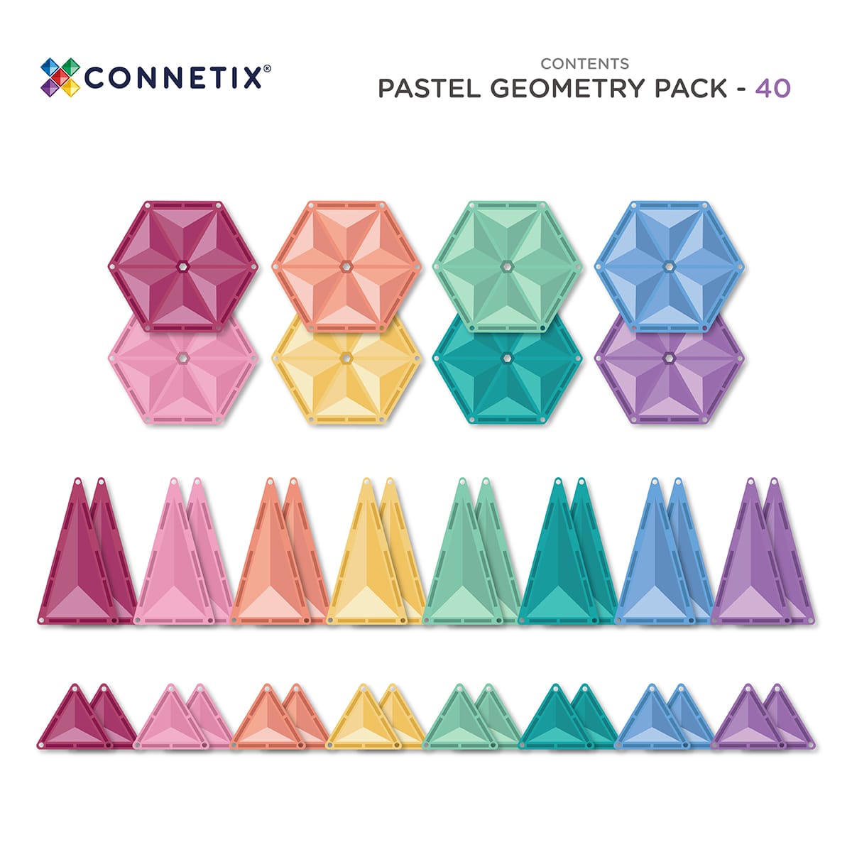 Connetix Pastel Geometry Pack - 40 Pc