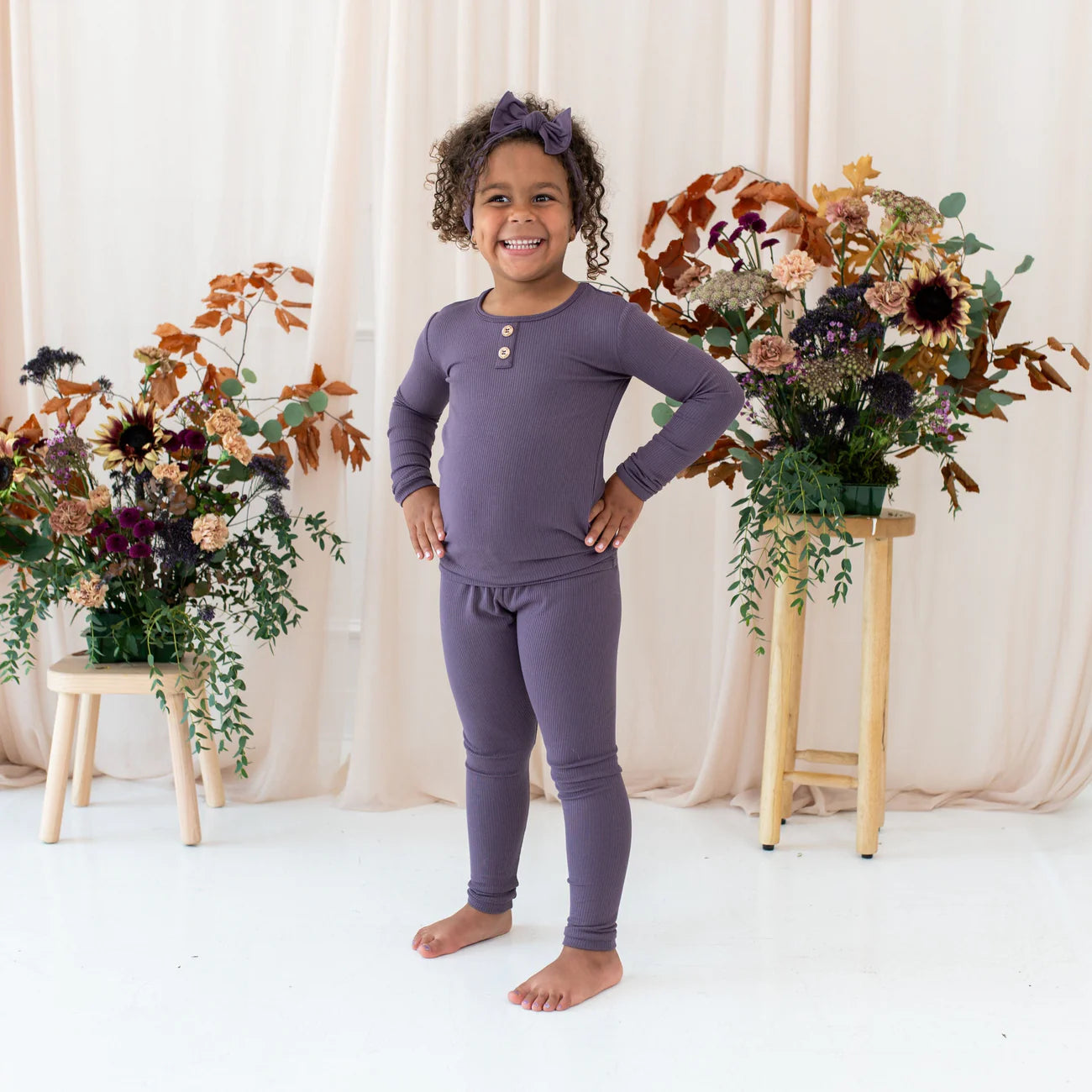 Kyte Baby Ribbed Henley Set in Currant