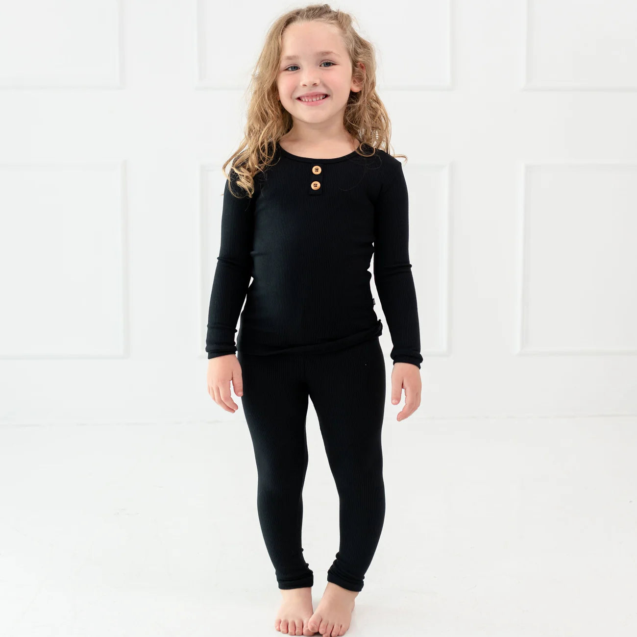 Kyte Baby Ribbed Henley Set in Midnight