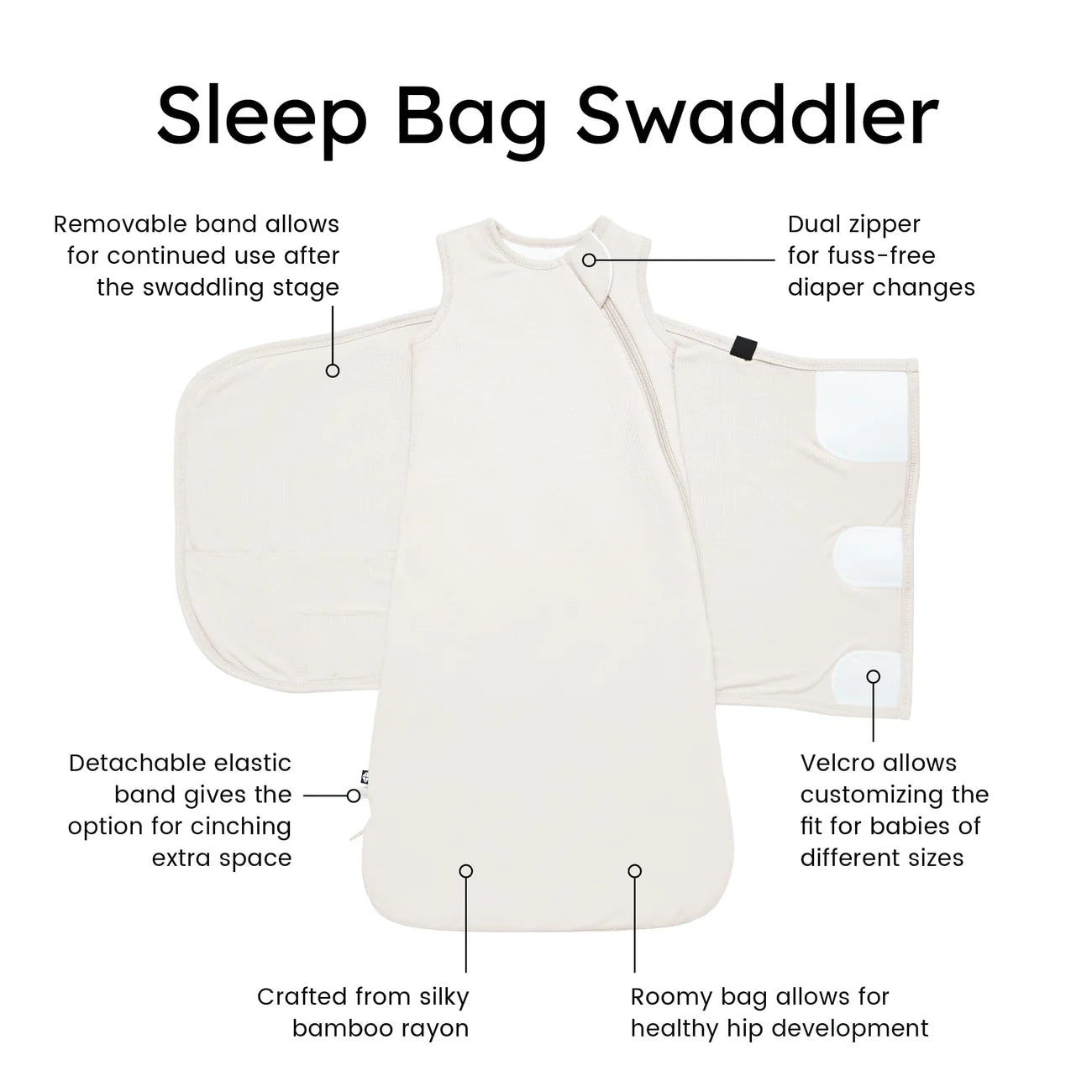 Kyte Baby Sleep Bag Swaddler in Oat - Size XS (7-13 LBS)