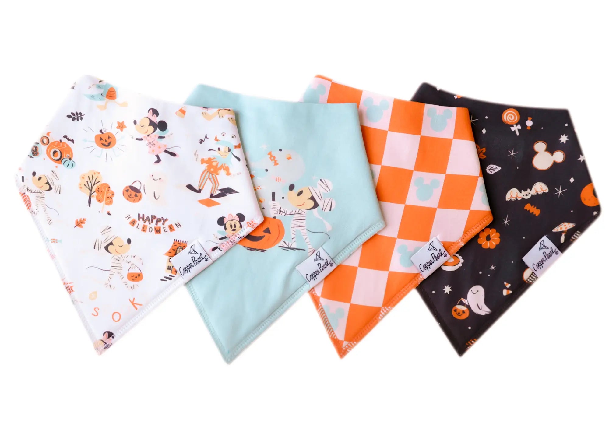 Copper Pearl Mickey Mouse's Boo Bash Set of 4 Bandana Bibs