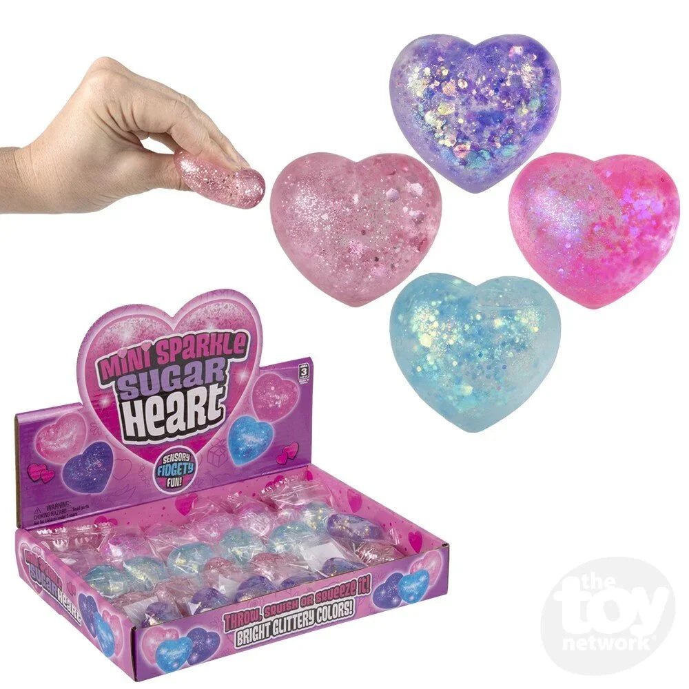 1.5" Mini Squeezy Sparkle Sugar Heart
