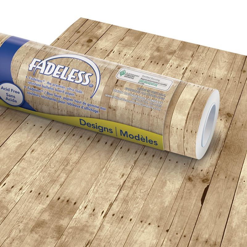 Weathered Wood Fadeless Bulletin Board Paper, 4'x12' Roll