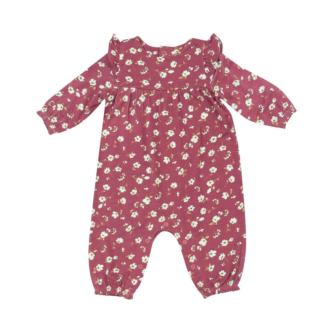 Angel Dear Plum Floral Ruffle Sleeve Romper