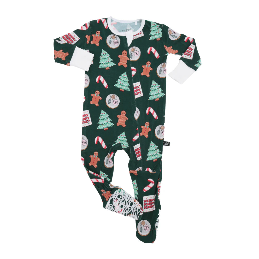 Christmas Pajamas - Evergreen Cookies Bamboo Footed Sleeper - Size 3-6 Months