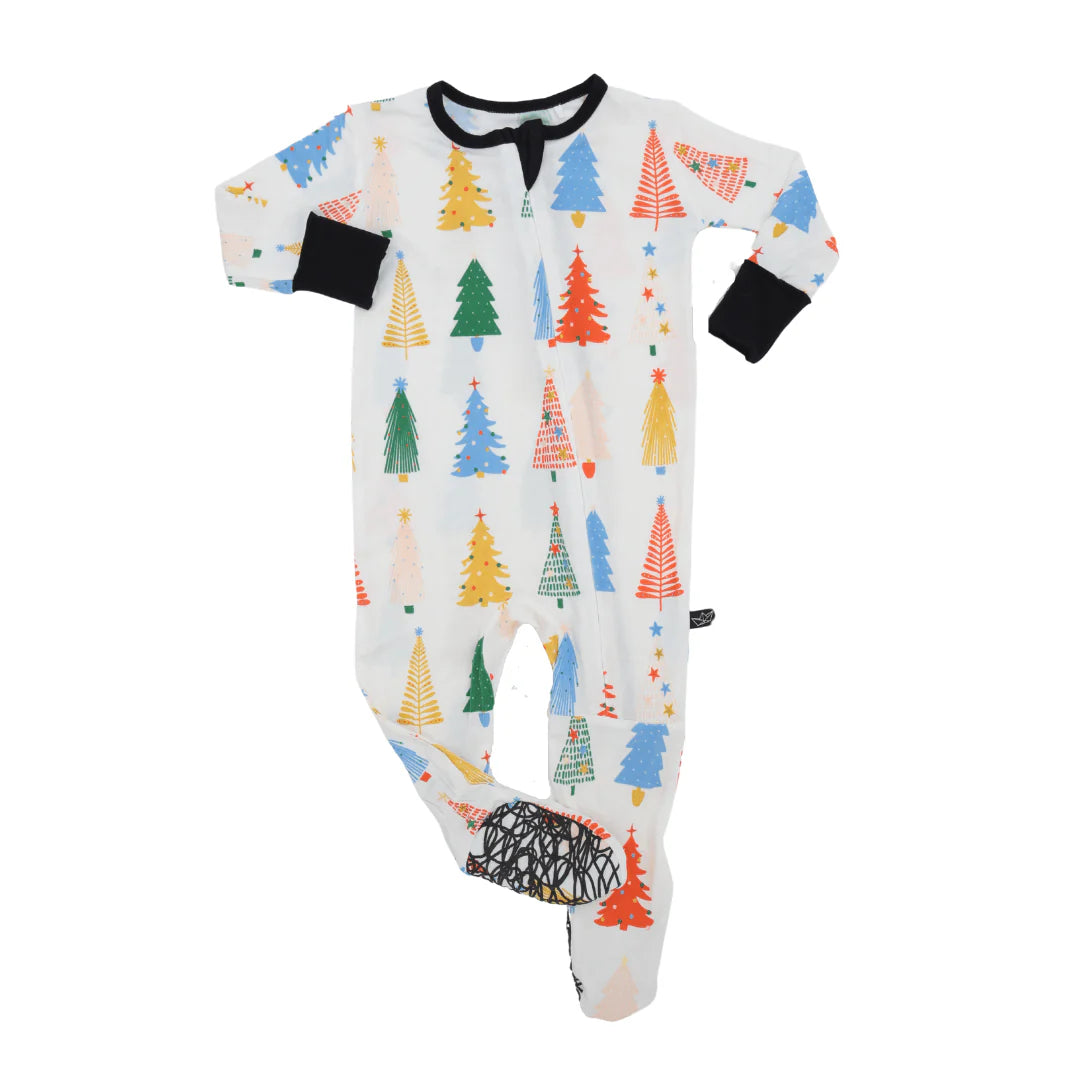 Christmas Pajamas - Quirky Trees Bamboo Footed Sleeper
