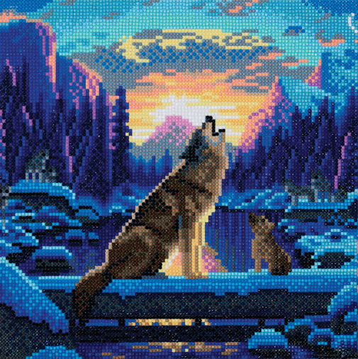 Crystal Art Mounted Kit - Howling Wolves