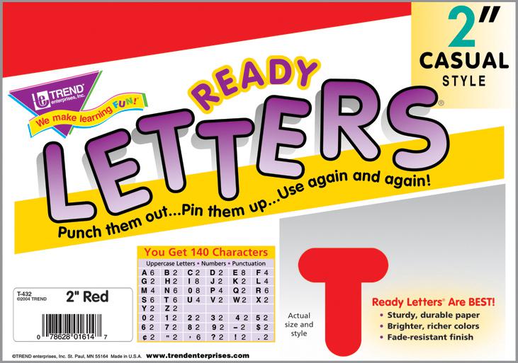 Red 2" Casual Ready Letters