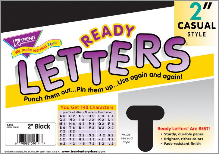 Black 2" Casual Ready Letters