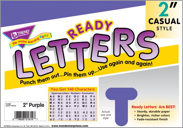 Purple 2" Casual Ready Letters