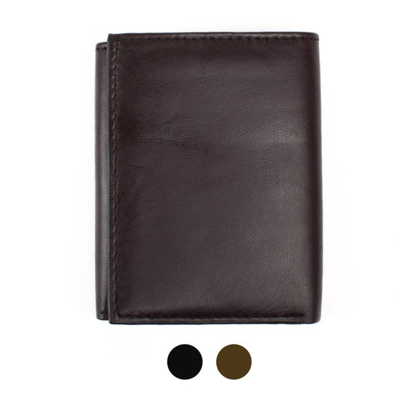 Genuine Leather Tri-Fold Wallet