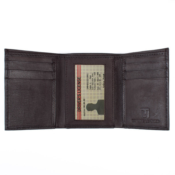 Genuine Leather Tri-Fold Wallet